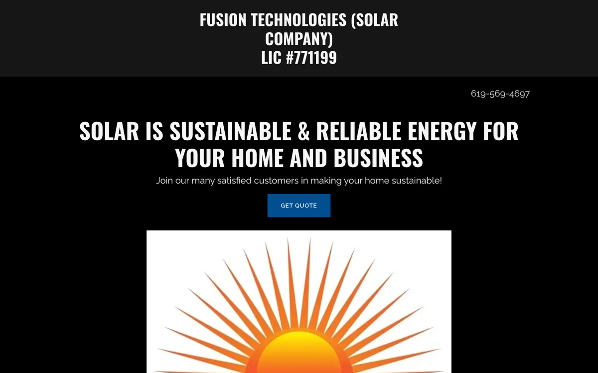 Homepage of Fusion Solar