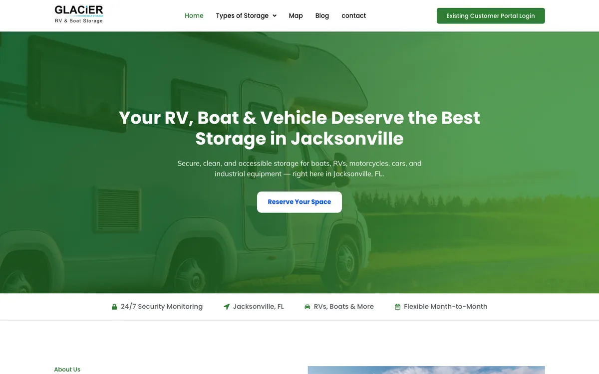 Homepage of Glacier Self Storage